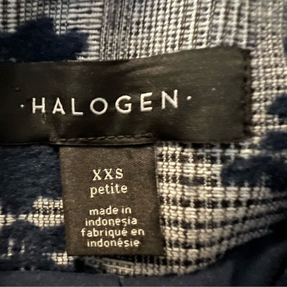 HALOGEN Ruffle Front Topper Coat Gray Plaid Blue Floral Size XXS Petite - Picture 12 of 14